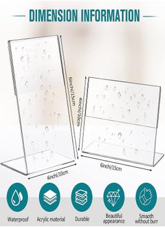 Excefore Acrylic Photo Frames 12Pcs Photo Acrylic Sign Holder Clear Flyer Display Stand Slant Back Picture for Home Office Restaurant Desk Photo Display 4x6"/6x4" Desktop Photo Picture Menu Document  - Image 2