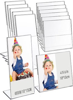 Excefore Acrylic Photo Frames 12Pcs Photo Acrylic Sign Holder Clear Flyer Display Stand Slant Back Picture for Home Office Restaurant Desk Photo Display 4x6"/6x4" Desktop Photo Picture Menu Document  - Image 1