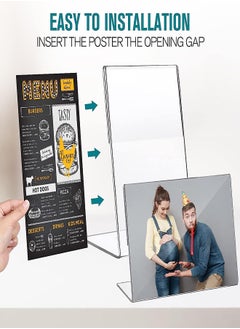 Excefore Acrylic Photo Frames 12Pcs Photo Acrylic Sign Holder Clear Flyer Display Stand Slant Back Picture for Home Office Restaurant Desk Photo Display 4x6"/6x4" Desktop Photo Picture Menu Document  - Image 3