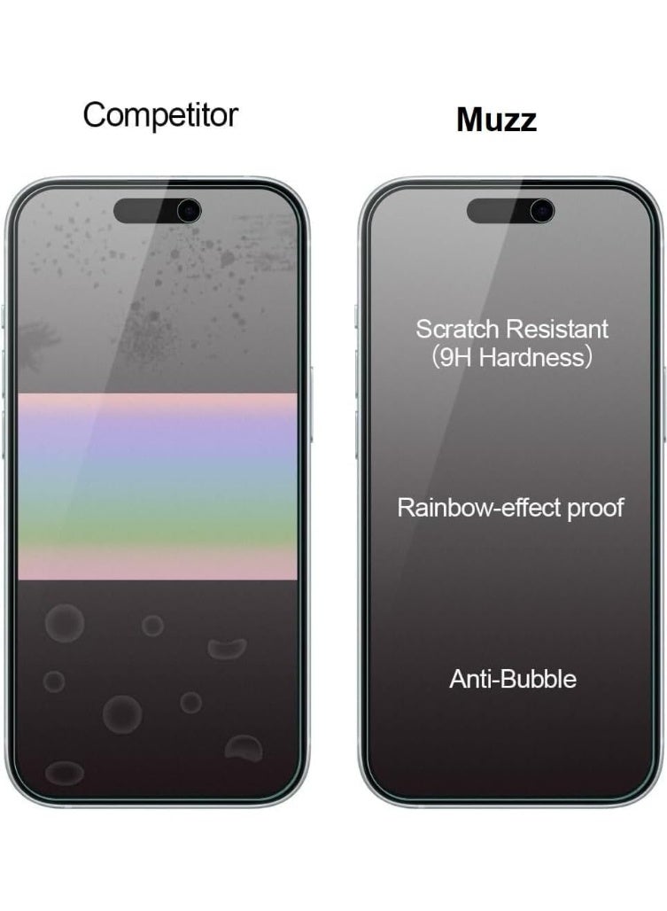 Muzz Pack of 1 Matte Glass Screen Protector Compatible for iPhone 17 2025 Anti-Glare & Fingerprint Anti-Reflective No Bubbles Smooth as Silk Tempered Glass Iphone 17 - Image 2