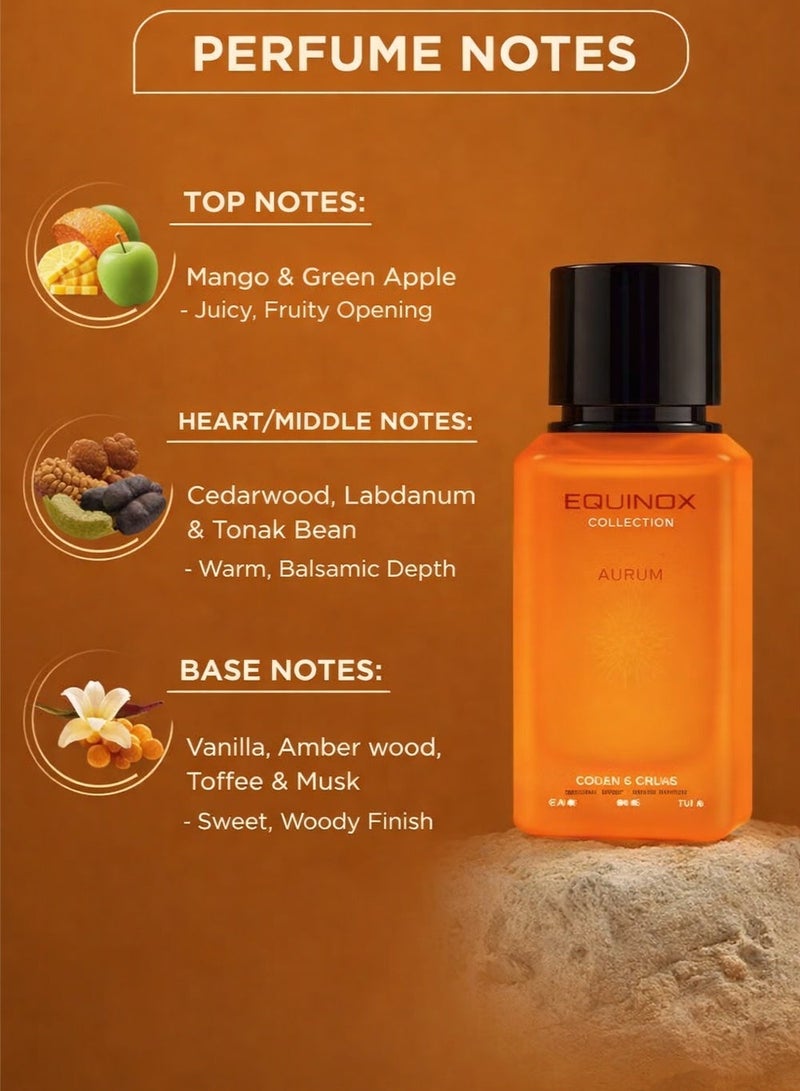 Hermoso مجموعة إكوينوكس أوروم ١٠٠ مل | عطر فانيليا بنفحات العنبر والمسك | أفضل عطر يدوم طويلًا للرجال والنساء - Image 2