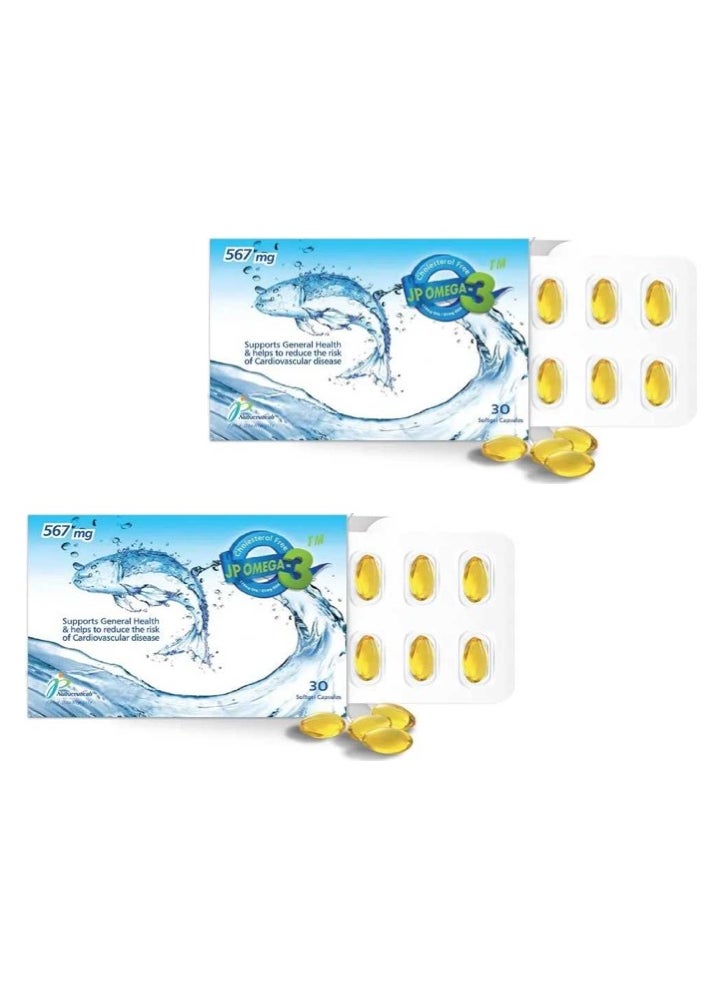 JP Nutraceuticals Jp Omega-3 Pack Of 2 30 Softgel Capsules  - Image 2