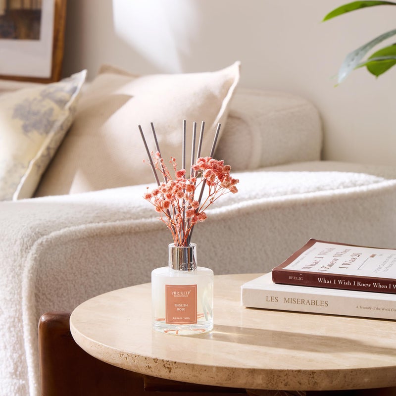 Airkeep Reed Diffuser Set,3.38 fl oz (100 ml) - English Rose Oil Diffusers with 8 Reed Sticks, Home Fragrance Reed Diffuser for Bathroom Shelf Decor - Image 3