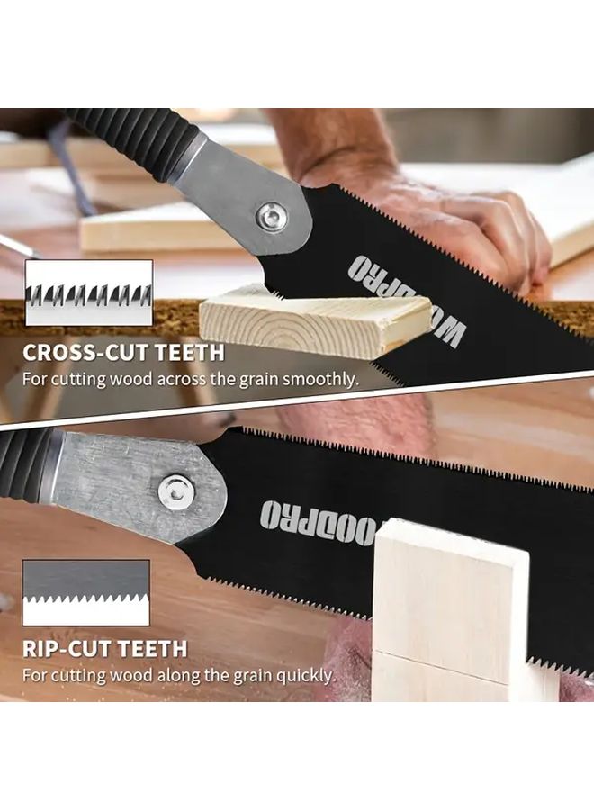 Hand Saw Set Double Sided Japanese Pull Saw Teflon Coated SK 5 Blade Woodworking Tool - Image 3