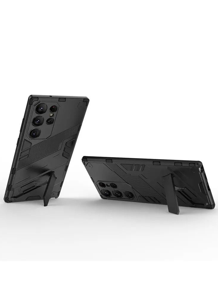 Color Fans Samsung Galaxy S23 Ultra Kickstand Phone Case Drop-proof Hybrid Protective Cover - Black  - Image 3