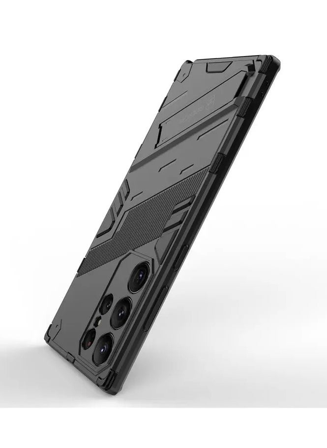 Color Fans Samsung Galaxy S23 Ultra Kickstand Phone Case Drop-proof Hybrid Protective Cover - Black  - Image 4