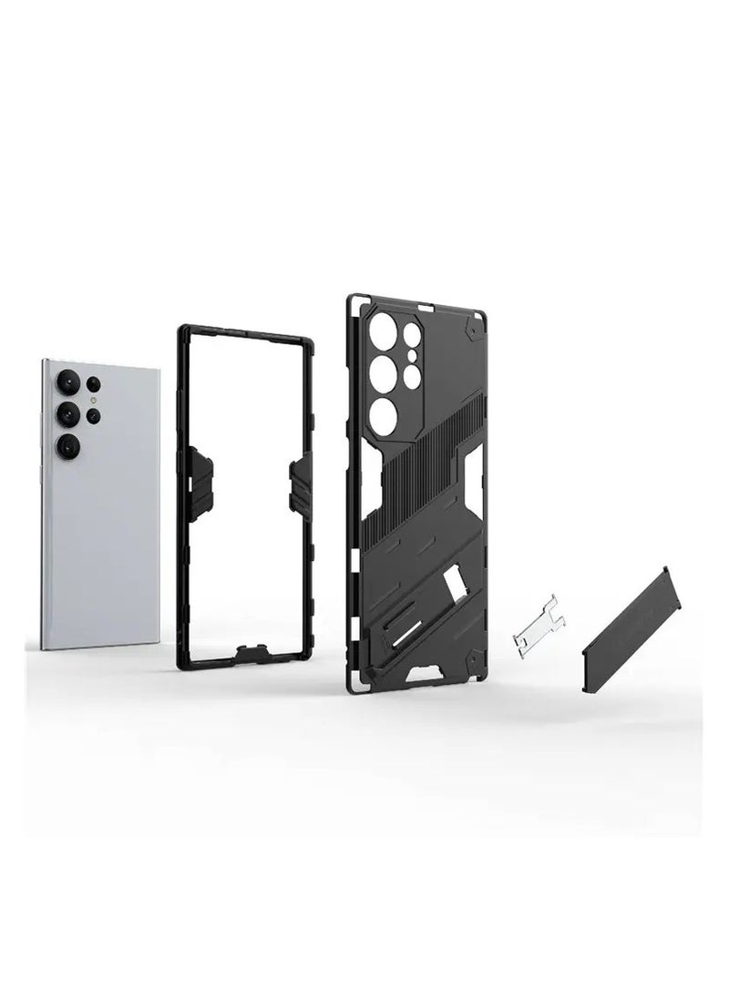 Color Fans Samsung Galaxy S23 Ultra Kickstand Phone Case Drop-proof Hybrid Protective Cover - Black  - Image 5