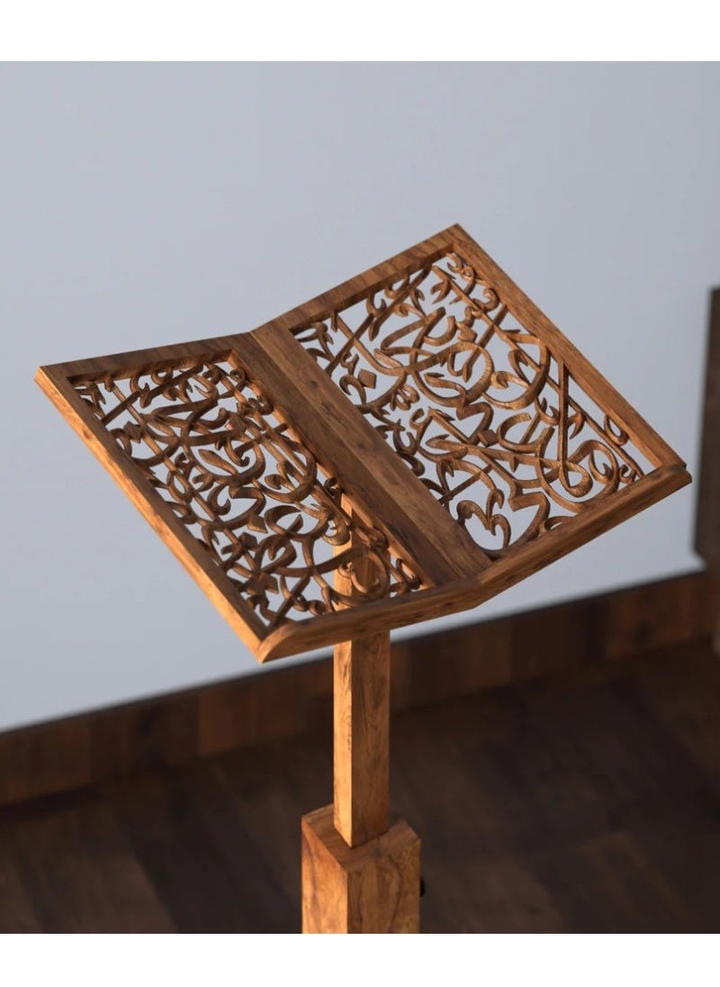 هلالفل حامل كتاب القرآن الكريم الخشبي القابل للتعديل مع خط عربي | حامل كتب إسلامي أنيق | هدية لرمضان | العيد | الزفاف | أعياد الميلاد | ديكور للمنزل والمسجد  - Image 2