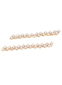 Rosemarie Collections Rosemarie Collections Womens Set Of 2 Hair Clip Sparkling Crystal Bobby Pins 225 Gold ToneClear Two Per Pack 225 Inches long 