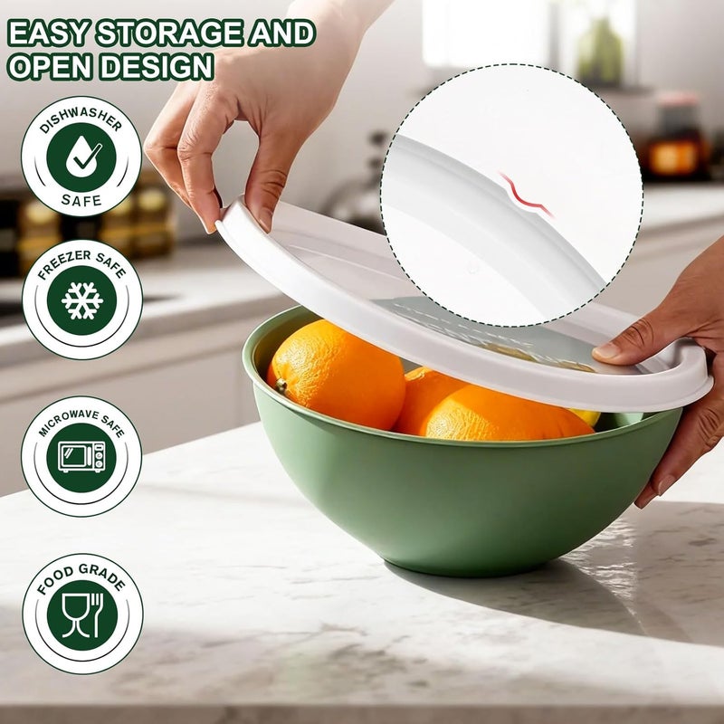 Greentainer Plastic Mixing Bowls with Lids Set for Kitchen, 6 Set Nesting Bowls for Mixing, Baking, Prepping, Cooking and Serving Food, Mixing Bowls Dishwasher, Microwave Safe - Image 4