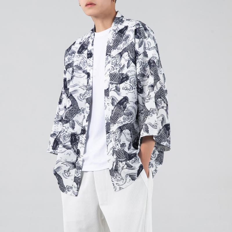 Summer Harajuku Kimono Cardigan Sun Protection Retro Ink Dragon - Image 5