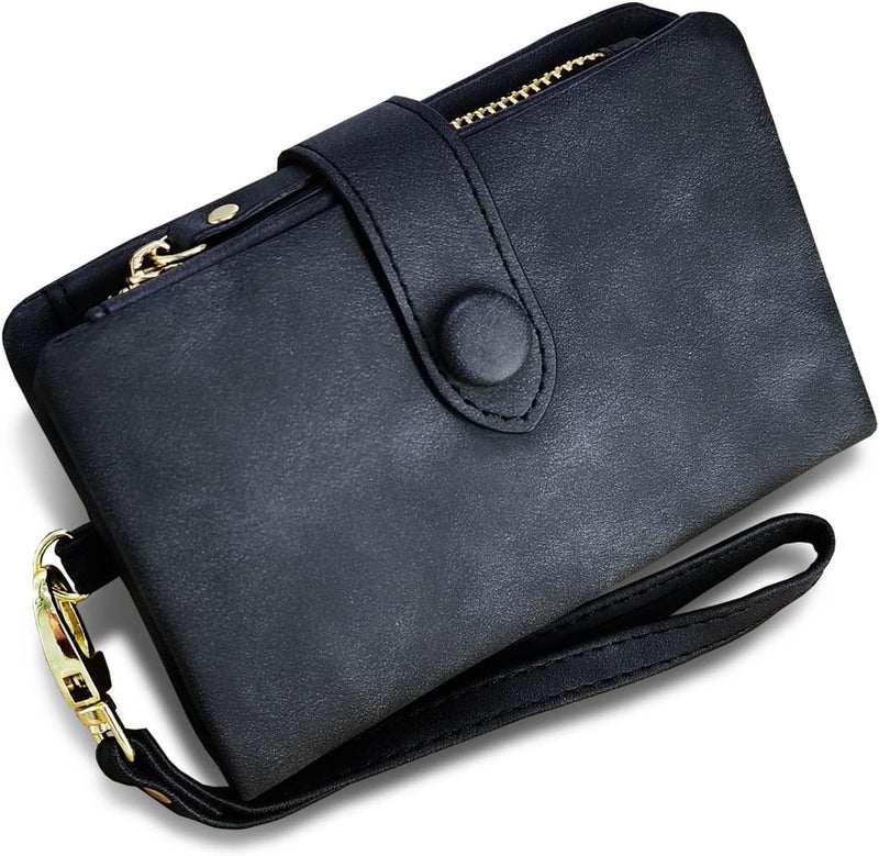 AOXONEL Women's Small Bifold Leather wallet Rfid blocking Ladies Wristlet with Card holder id window Coin Purse - Image 2
