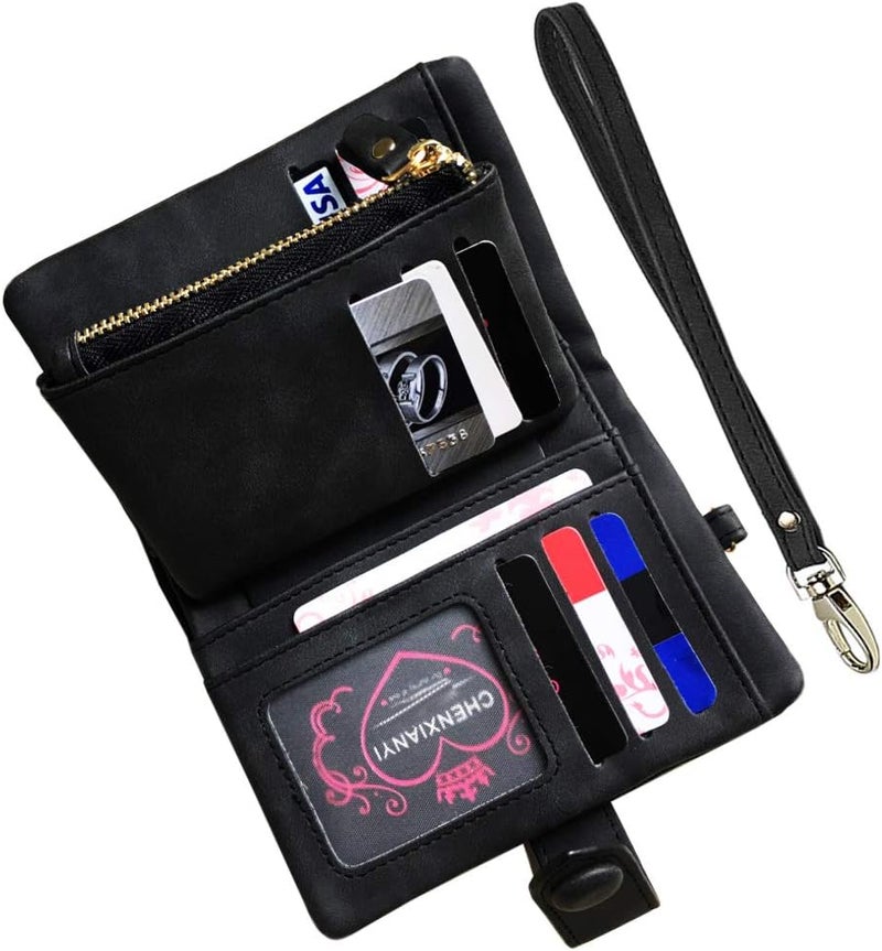 AOXONEL Women's Small Bifold Leather wallet Rfid blocking Ladies Wristlet with Card holder id window Coin Purse - Image 3