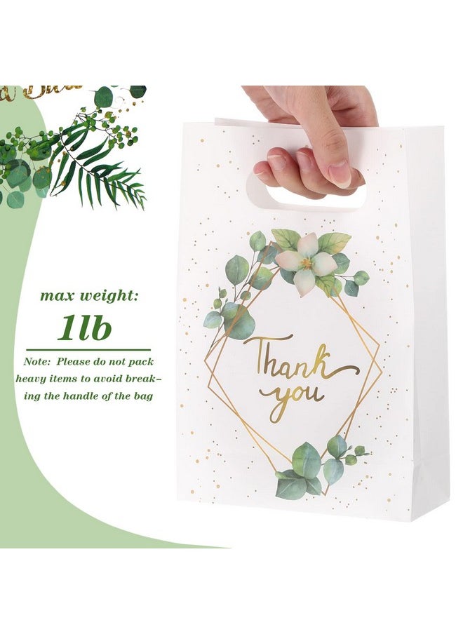 TaoBary - 60 Pcs Greenery Eucalyptus Thank You Bags Thank You Gift Bags with Handles, Thank You Paper Bags Bulk for Business, Party, Merchandise, Boutique, Wedding, Birthday - Image 1