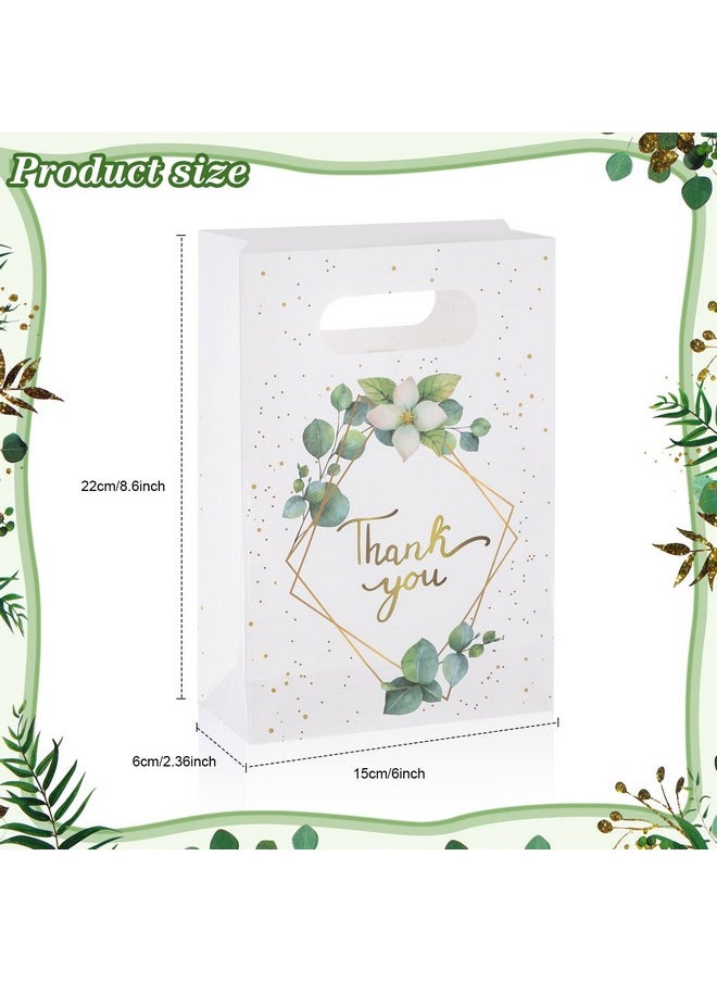 TaoBary - 60 Pcs Greenery Eucalyptus Thank You Bags Thank You Gift Bags with Handles, Thank You Paper Bags Bulk for Business, Party, Merchandise, Boutique, Wedding, Birthday - Image 1