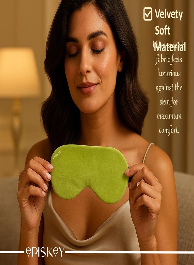 Episkey Premium Velvet Eye Sleep Mask for Men & Women | Soft Eye Mask for Sleeping | Adjustable Strap, 100% Light Blocking | Travel & Relaxation Eye Cover for Deep Sleep(OLIVE GREEN VELVET) - Image 2