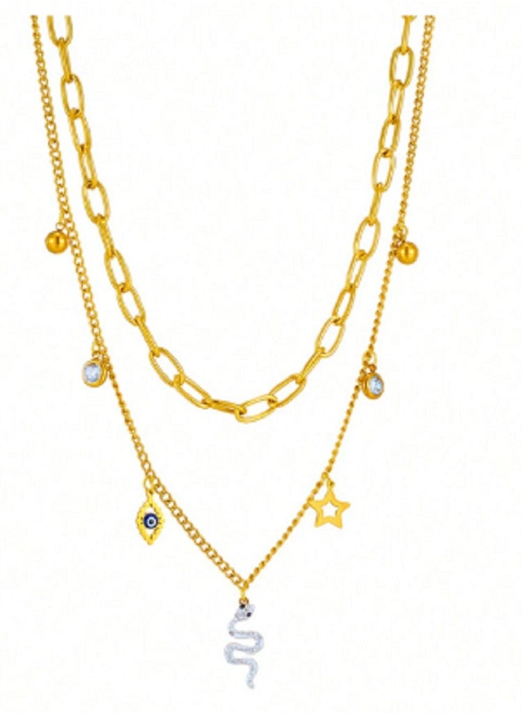 Ward Women's Two-Layer Necklace with Various Shapes, Rust-Resistant  - Image 5