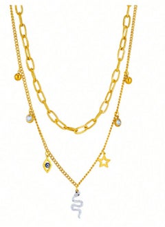 Women's Two-Layer Necklace with Various Shapes, Rust-Resistant