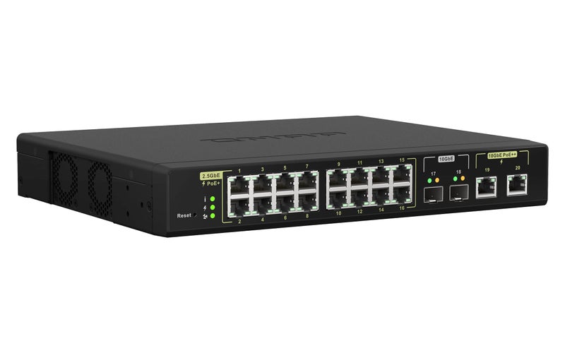 QNAP 20-Port 10GbE PoE++ and 2.5GbE PoE+ Managed Network Switch (QSW-M2116P-2T2S-US). Layer 2, Web Management - Image 2
