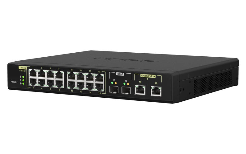 QNAP 20-Port 10GbE PoE++ and 2.5GbE PoE+ Managed Network Switch (QSW-M2116P-2T2S-US). Layer 2, Web Management - Image 3