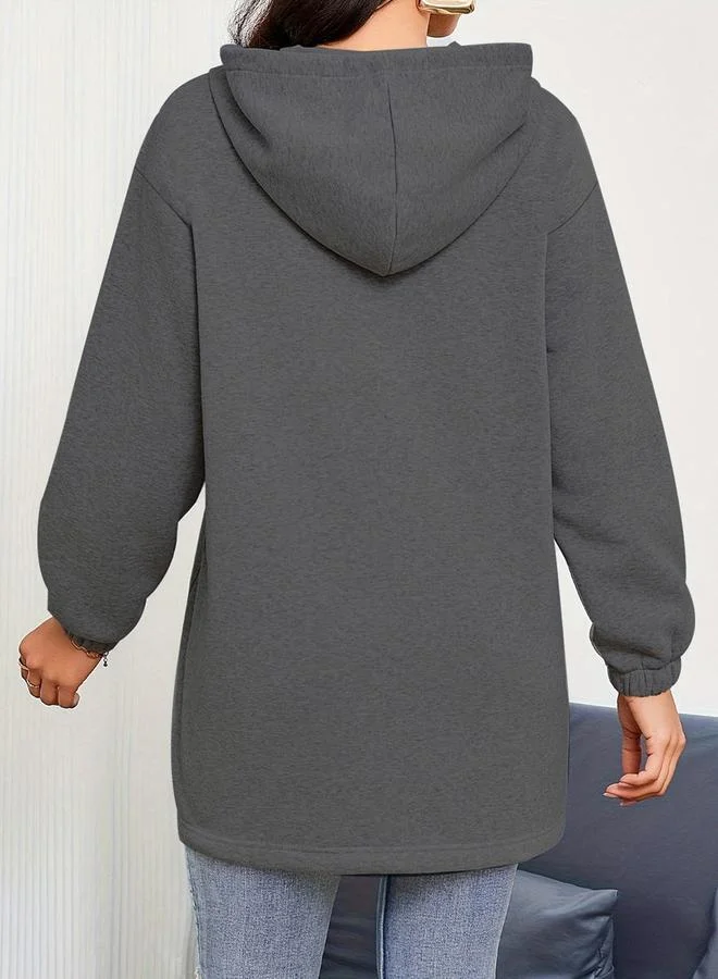 Take Two Take Two Charcoal Longline Hooded Jacket