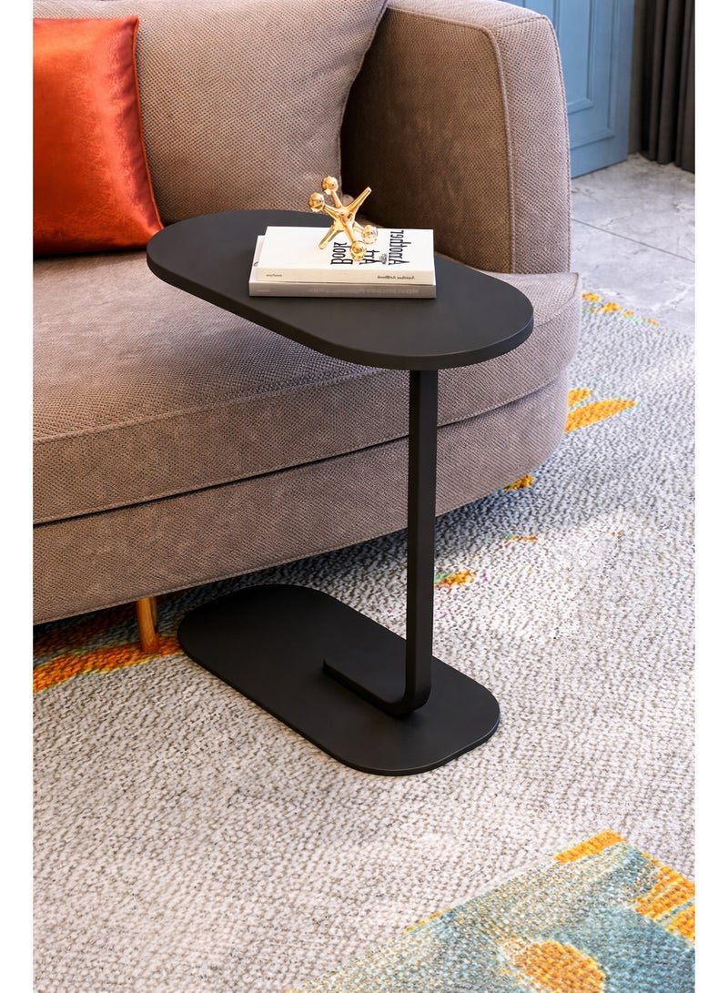 C Shaped End Table for Couch Small Side Table with Metal Frame Slim Skinny End Tables for Small Spaces, Side Table for Sofa Bed Small TV Tray Table for Living Room Bedroom - Image 1