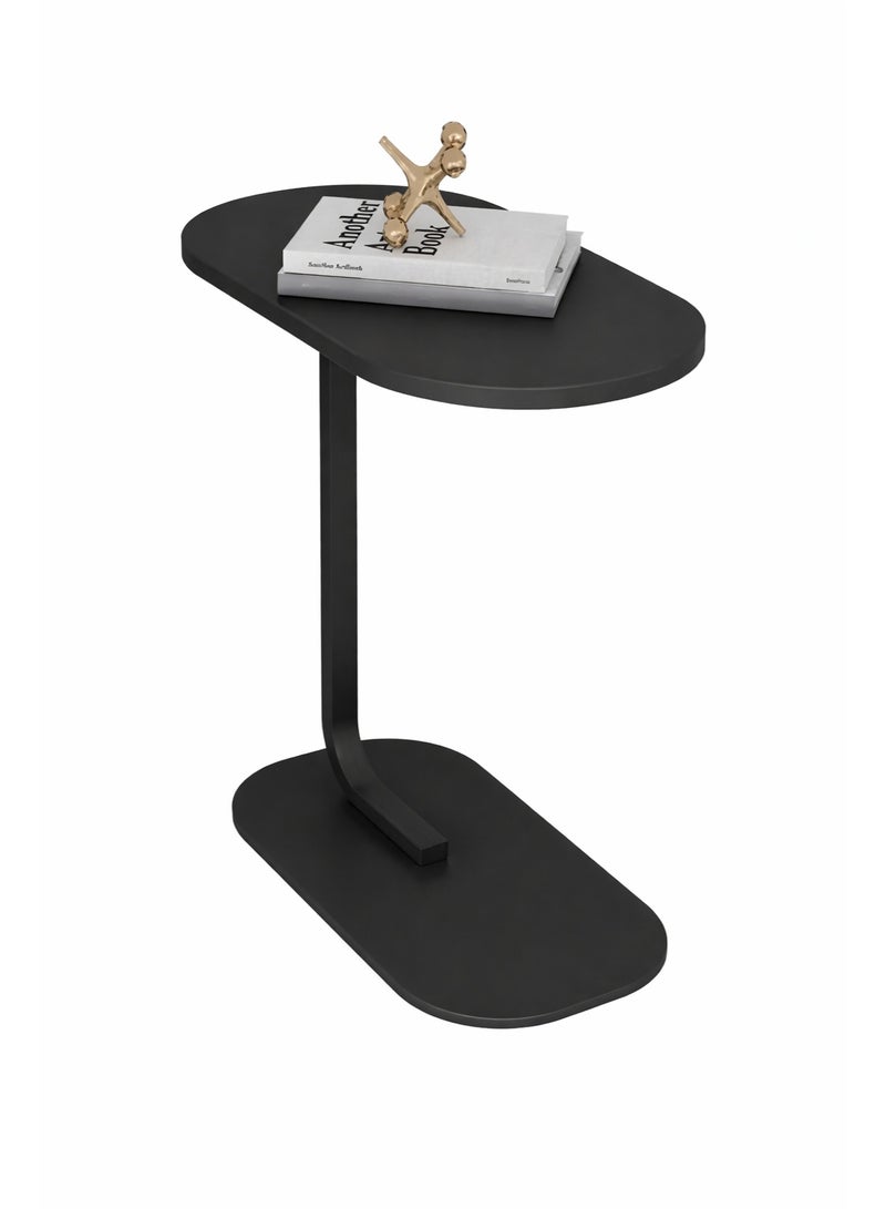 C Shaped End Table for Couch Small Side Table with Metal Frame Slim Skinny End Tables for Small Spaces, Side Table for Sofa Bed Small TV Tray Table for Living Room Bedroom - Image 2