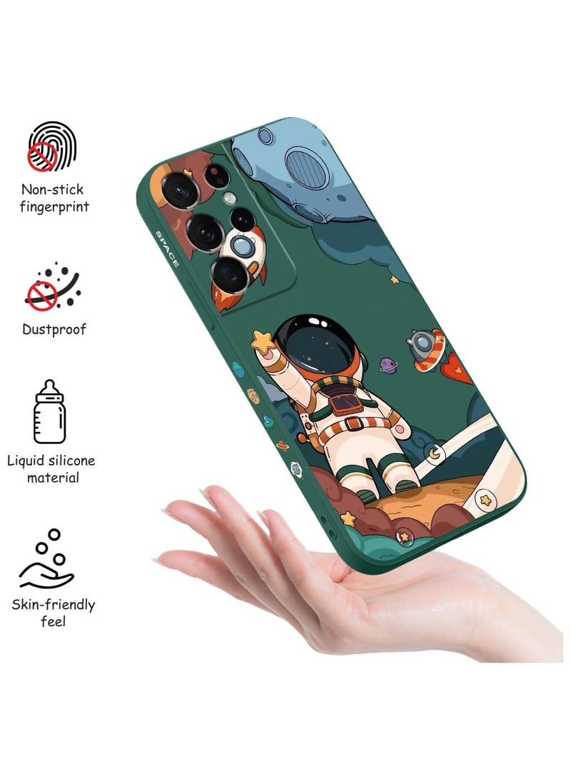 for Samsung S21 Ultra Case, for Samsung Galaxy S21 Ultra Case Butterfly Floral Astronauts Creative Sides Phone Cover Fashionablee Designs Soft Silicone Slim S21 Ultra Phone Case-Astronaut Green - Image 5