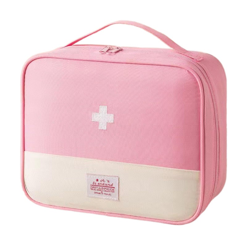 Jipemtra Red First Aid Bag Empty 1st Aid Bag Medical Travel Case First Responder Emergency Storage Compact Medicine Bags for Car Home Office Kitchen Sport Outdoors (Pink) - Image 1
