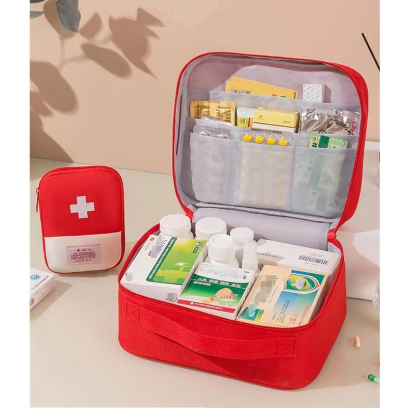 Jipemtra Red First Aid Bag Empty 1st Aid Bag Medical Travel Case First Responder Emergency Storage Compact Medicine Bags for Car Home Office Kitchen Sport Outdoors (Pink) - Image 4