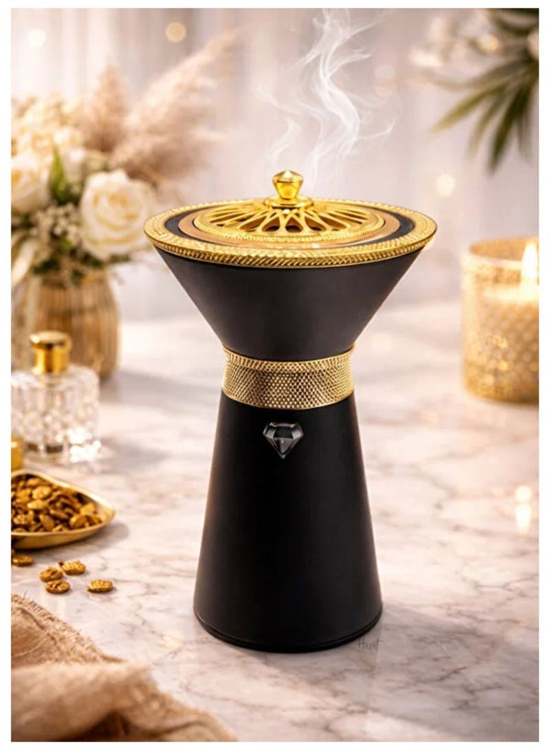 Houmt Electric Bukhoor Burner, Stylish Portable Incense Burner USB Rechargeable Diffuser Fast Heating Fragrance for Oud and Bakhoor, Ideal for Home and Office - Image 1