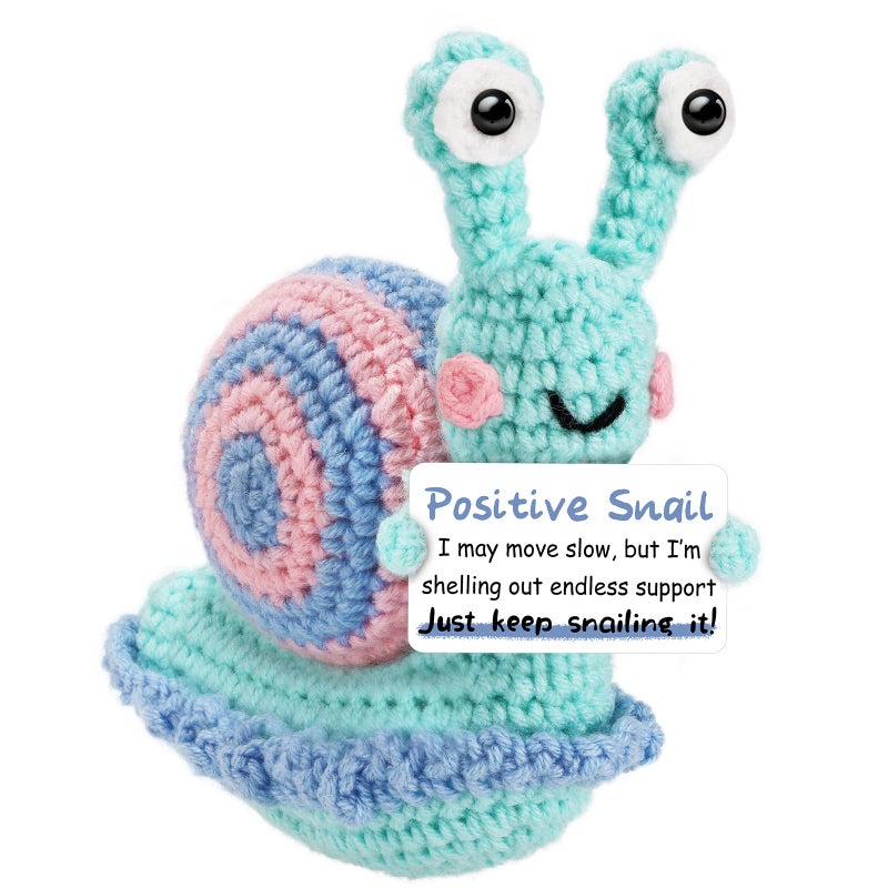 Hoedia Emotional Handmade Christmas Gag Gifts Stocking Stuffers for Women Men Teens Grandkids: Positive Snail Crochet Animals Birthday Anniversary Self Care Basket Present, Inspirational Support Home Decor - Image 1