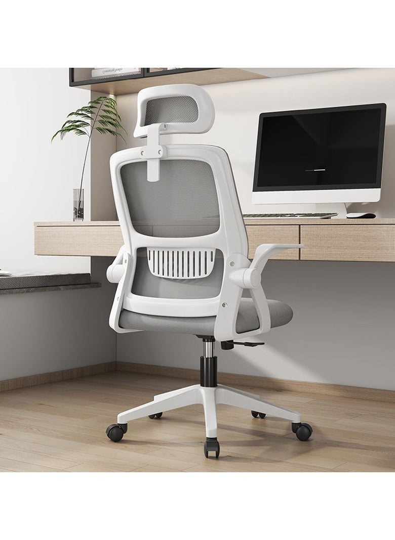 Bluejw - Home Office Net Breathable Computer Chair Work Desk Chair Comfort Ergonomic Swivel Computer Gaming Chair, Breathable Mesh Desk Chair, Lumbar Support Task Chair with Wheels and Flip-up Arms Grey - Image 1