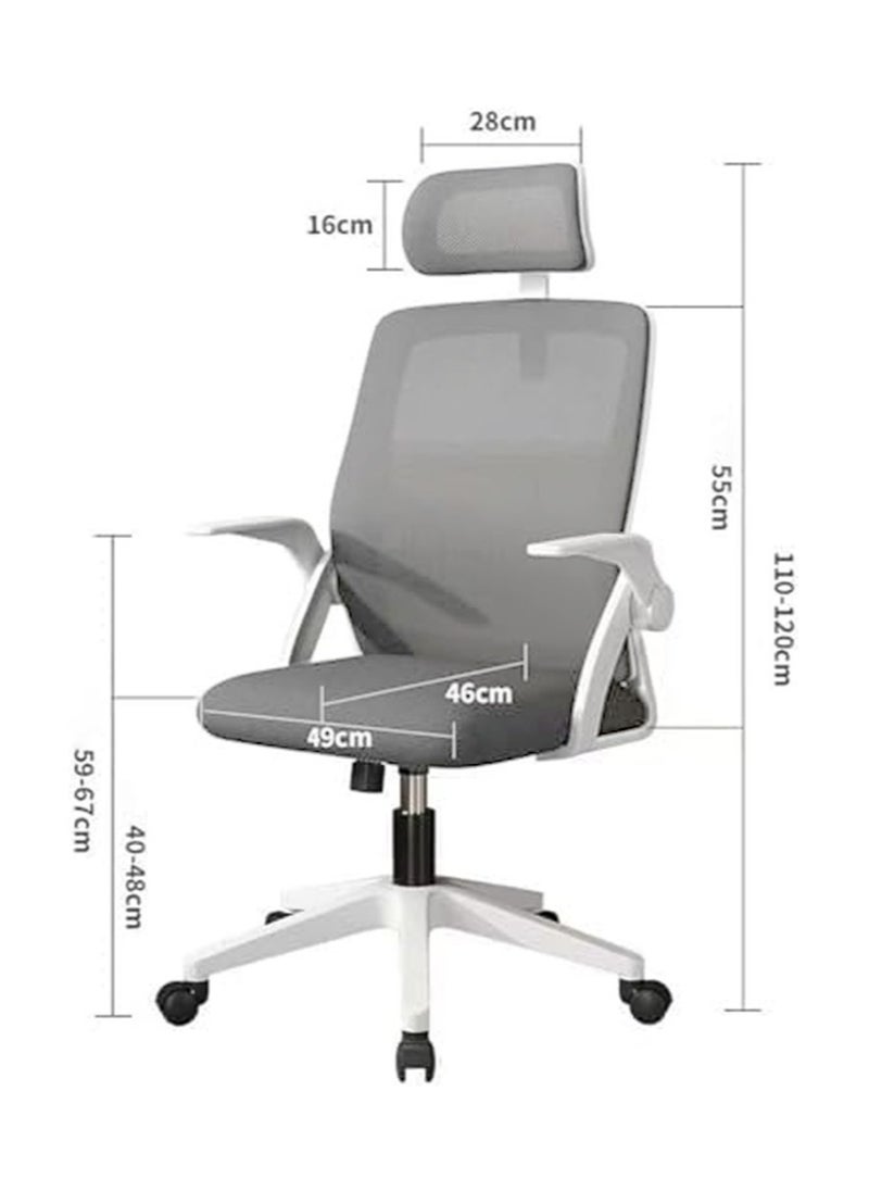Bluejw - Home Office Net Breathable Computer Chair Work Desk Chair Comfort Ergonomic Swivel Computer Gaming Chair, Breathable Mesh Desk Chair, Lumbar Support Task Chair with Wheels and Flip-up Arms Grey - Image 1