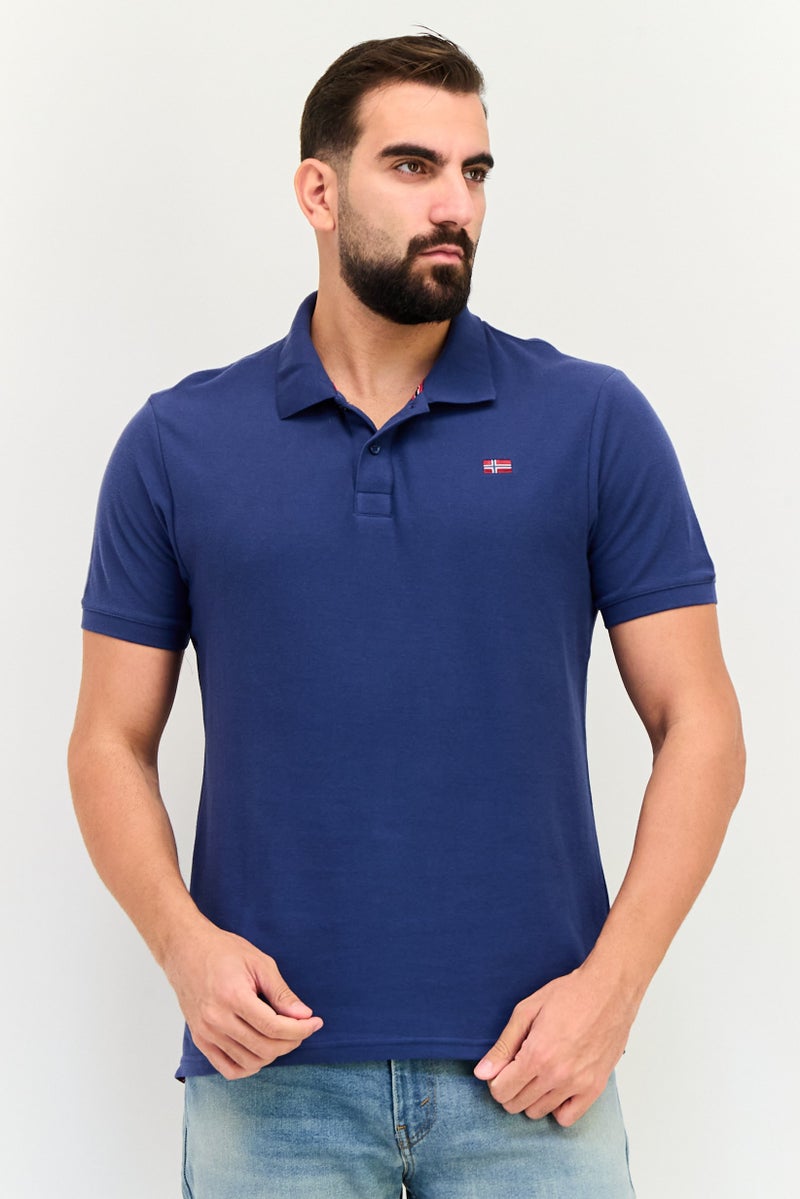 Nordland Men Regular Fit Embroidered Logo Short Sleeve Polo Shirt, Blue - Image 1