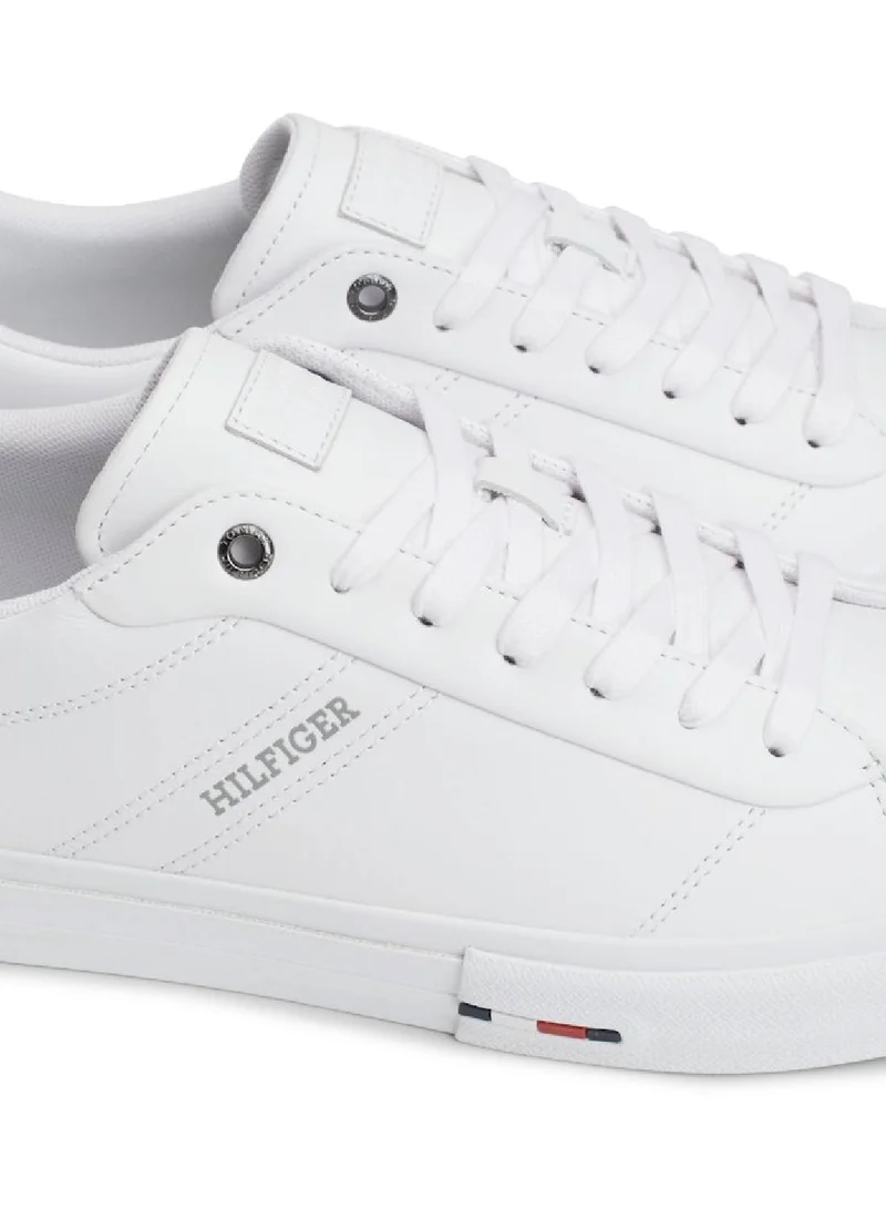 TOMMY HILFIGER Men's Leather Logo Lace-Up Trainers, White - Leather