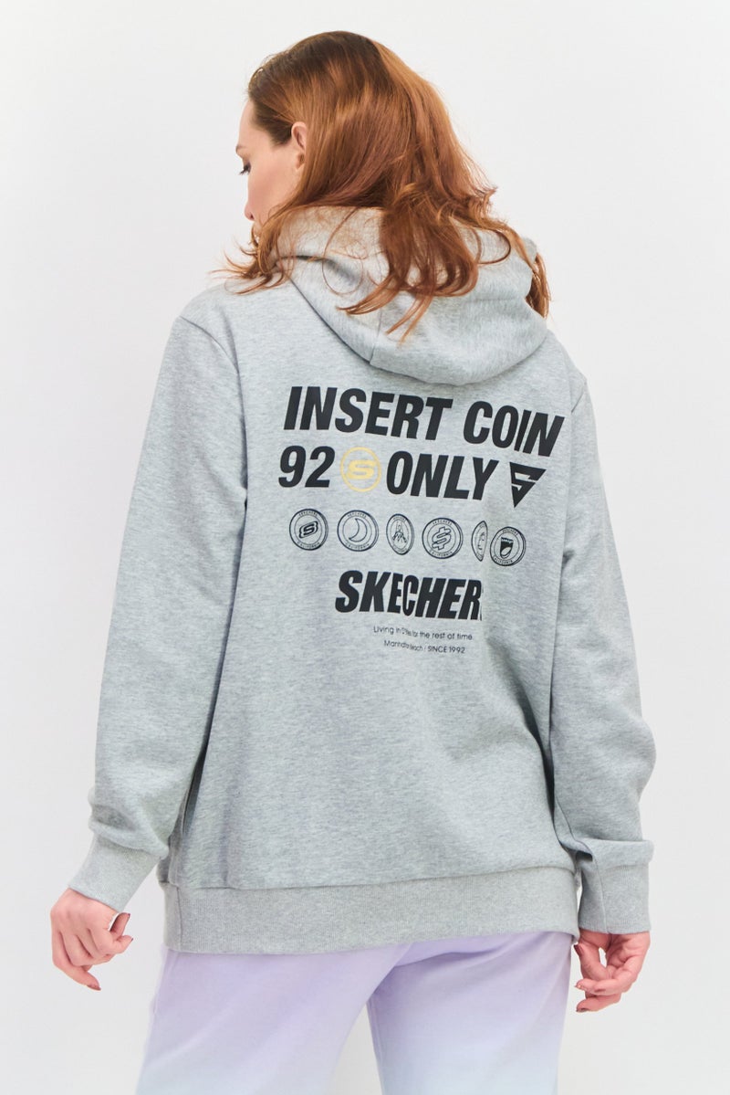 SKECHERS Women Sportswear Fit Long Sleeves Outdoor Sweatshirt, Grey - Image 4