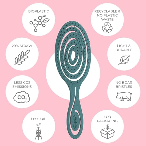 Ninabella Detangling Hair Brush for Women & Men - Does not Pull - Straightening Brushes for Straight & Curly Hair - Unique Spiral Hairbrush - Teal - Image 4