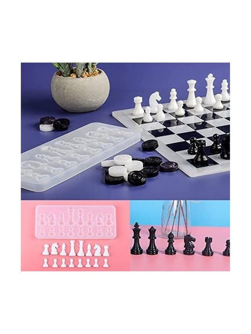 Snoogg مجموعة سنوج من قالب شطرنج 3 وقاعدة و2 قالب من الداما للاستخدام في صب الراتنج وفن الراتنج لتزيين المنزل، والحرف اليدوية، والهدايا المصنوعة يدويًا - Image 4