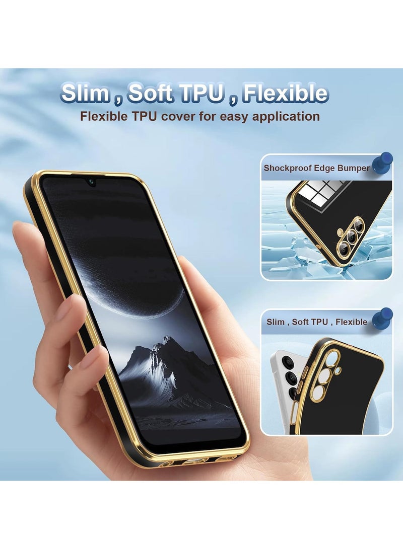 Compatible with Samsung Galaxy A16 cover, smooth veneer gold plated chrome, Black Thin and smooth shock-proof full protectionSamsung Galaxy A16 case（black） - Image 3