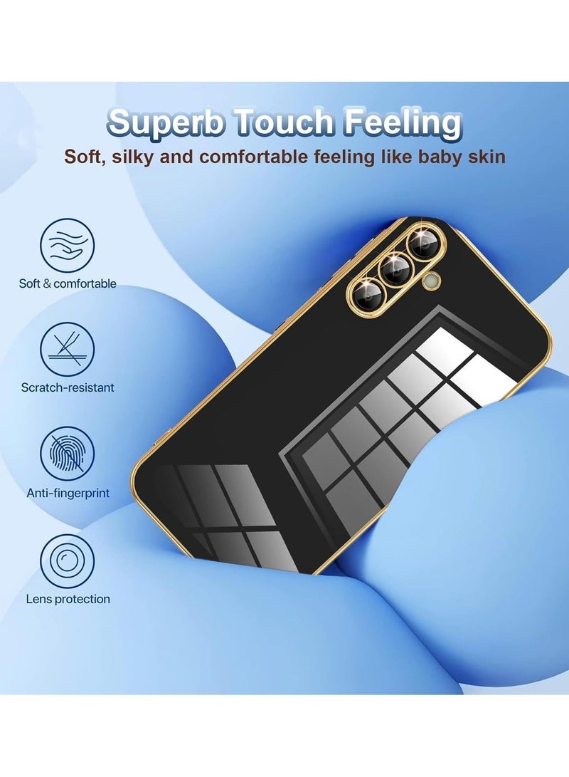 QIRG Compatible with Samsung Galaxy A16 cover, smooth veneer gold plated chrome, Black Thin and smooth shock-proof full protectionSamsung Galaxy A16 case（black） - Image 5