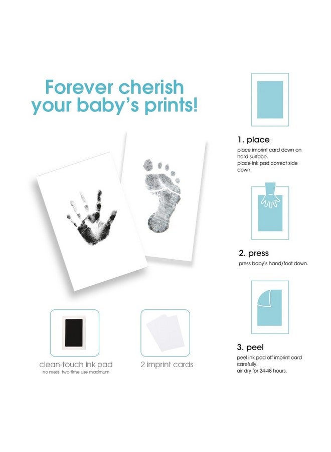 Pearhead Baby Hand and Footprint Kit - Inkless No Mess Clean-Touch Ink Pad, Newborn Keepsake Frame, Nursery Decor Essentials, Perfect Shower Gift for Boys and Girls, Beige Mat - Image 2