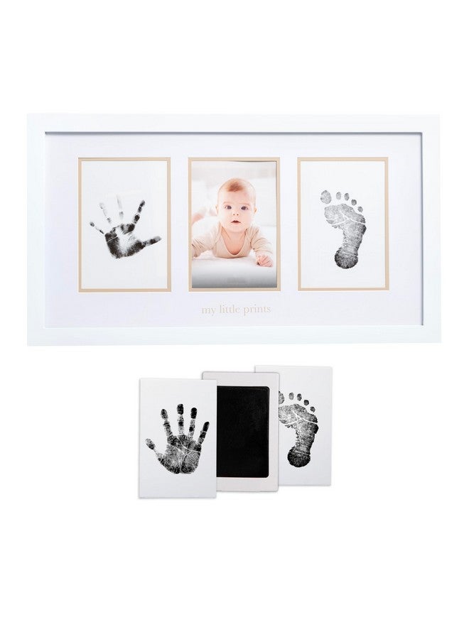 Pearhead Baby Hand and Footprint Kit - Inkless No Mess Clean-Touch Ink Pad, Newborn Keepsake Frame, Nursery Decor Essentials, Perfect Shower Gift for Boys and Girls, Beige Mat - Image 1