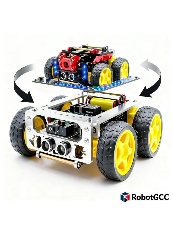 robotgcc 4WD Smart Robot Car Kit for Raspberry Pi 5 / 4B / 3B+ Robotics Platform, Python Programming AI IoT Learning System, Line Tracking Ultrasonic Obstacle Avoidance, Servo Control STEM Engineering Kit (Board Not Included) - Image 2