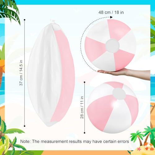 MiniInflat 12 Pcs 16 Inch Inflatable Beach Balls Bulk Jumbo Pastel Inflatable Decorated Ball with Macaron Color PVC Party Ornaments for Summer Birthday Party DecorationPinkClassic Style - Image 5