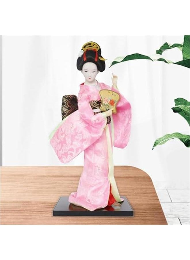 ماركة غير محددة 12 Japanese Geisha, Kimono Dolls, Oriental Doll Traditional Sculpture Ethnic Japanese Geisha Dolls, Girl Statue for Table, Pink  - Image 2