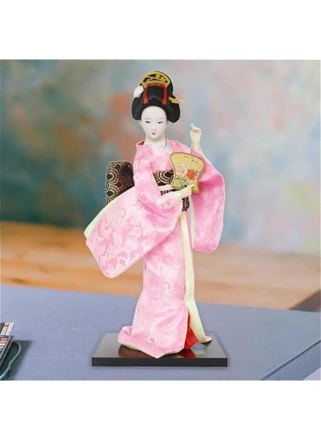 ماركة غير محددة 12 Japanese Geisha, Kimono Dolls, Oriental Doll Traditional Sculpture Ethnic Japanese Geisha Dolls, Girl Statue for Table, Pink  - Image 3