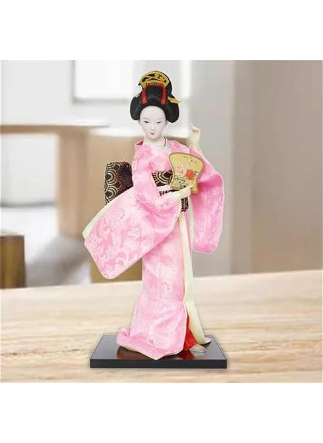 ماركة غير محددة 12 Japanese Geisha, Kimono Dolls, Oriental Doll Traditional Sculpture Ethnic Japanese Geisha Dolls, Girl Statue for Table, Pink  - Image 4