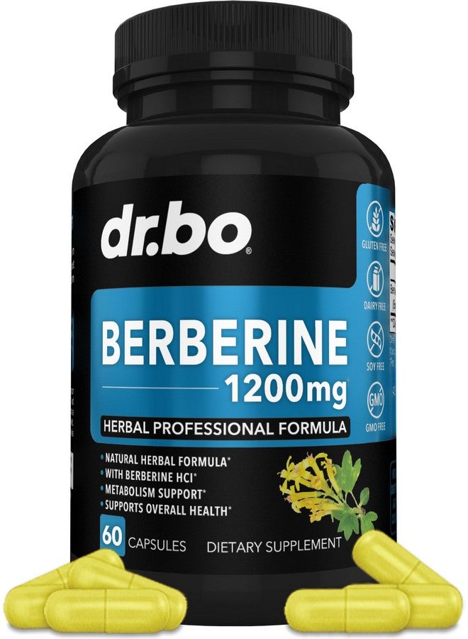 dr.bo Berberine Supplement Capsules - 1200mg Berberine HCL Supplement for Healthy Metabolic Support - Premium Natural Complex for Women & Men, Pure Support Capsules Supplements - 60 Pills - Image 1