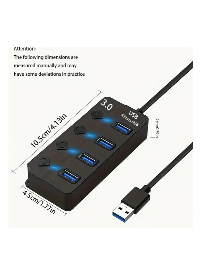 بورتز موزع USB 3.0 بأربعة منافذ بسرعة 5 جيجابت في الثانية لتوصيل الأجهزة المحمولة وأجهزة الكمبيوتر للاستخدام اليومي والمكتبي والسفر - Image 2